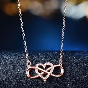 Rose Gold Heart Infinity Necklace